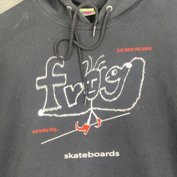 Frog Skateboards Hoodie Sweatshirt Black Surf Sk8 Stars Skate Distressed Y2K 90' - Picture 5 of 13